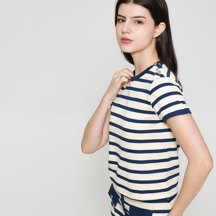 ZES Tee With Gold Button On Shoulder Kaos Wanita AMJTP001 122393027