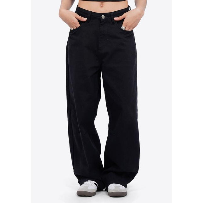 COLORBOX Wide Leg Denim Pants Black