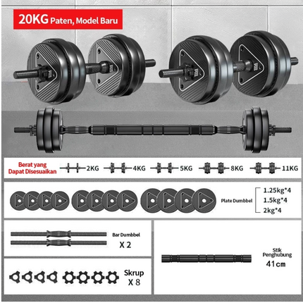 Dumbbell set peralatan fitness barbel set 20 kg