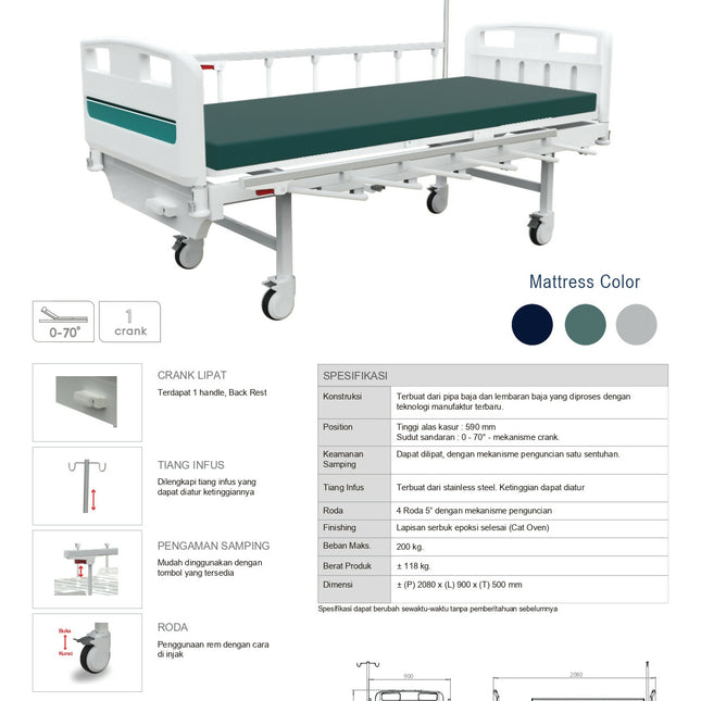 BED PATIENT 1 CRANK MANUAL ABS
